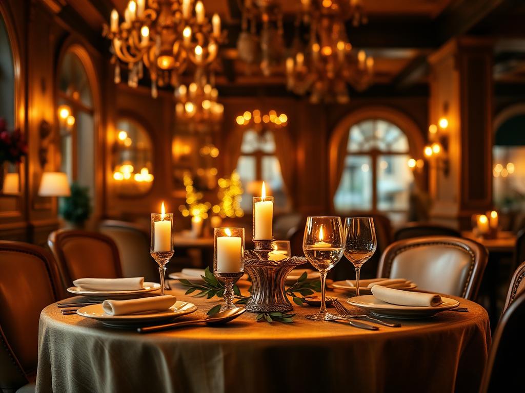 Elegant candlelit dinner setup in LA SizzlerS cafe